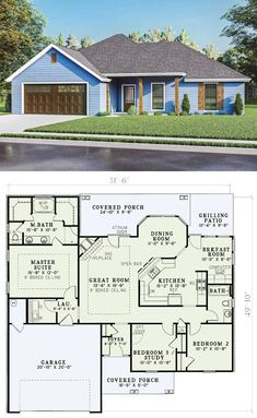 two story house plans with one car garage and an open floor plan for the second story