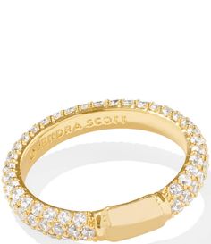 From Kendra Scott&#x2C; this ring features:Band ring14K gold-plated or rhodium-plated brassSlip onApprox. 0.15" widthImported. Rhinestone Jewelry, White Crystal, Dillard's, Kendra Scott, Cocktail Rings, Band Ring, Crystal Rhinestone, Band Rings, Clothing Accessories