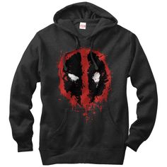 Marvel Men's - Deadpool Splatter Icon Lightweight Hoodie #marvel #deadpool Pop Culture Black Hoodie With Graphic Print, Black Pop Culture Hoodie With Graphic Print, Black Pop Culture Crew Neck Hoodie, Pop Culture Black Hoodie With Character Print, Black Pop Culture Hoodie With Character Print, Pop Culture Black Hoodie Sweatshirt, Black Pop Culture Hoodie Sweatshirt, Black Deadpool, Deadpool Icon