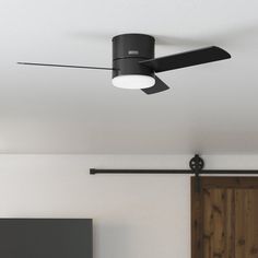 Hunter Fan 52" Minimus 3 - Blade LED Flush Mount Ceiling Fan with Remote Control and Light Kit Included & Reviews | Wayfair Low Profile Ceiling Fan, Ceiling Fan Installation, Hunter Ceiling Fans, Brushed Nickel Ceiling Fan, 52 Inch Ceiling Fan, Room Fan, Primary Suite, Best Ceiling Fans, Remote Control Light