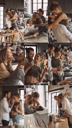 a collage of photos with people in the background and one woman holding a baby