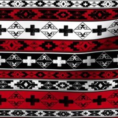 a red and black striped pattern with crosses on the side, all in different colors