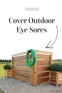 the cover outdoor eye sores are on display in front of some bushes and shrubs