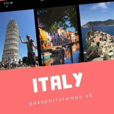 a collage of photos with the words italy on it and images of different countries