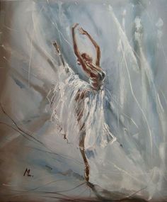 a painting of a ballerina in white dress