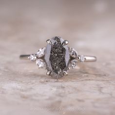 salt and pepper diamond Oval Diamond Ring, Oval Diamond Engagement, Oval Diamond Engagement Ring, Unique Diamond Rings, Unique Diamonds, Marquise Diamond, Salt And Pepper Diamond, Rings For Her, Oval Diamond