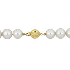 Enhance your look with the timeless elegance of this 10-11mm cultured freshwater pearl necklace. Each lustrous pearl adds a touch of sophistication, and the 18-inch length ensures it drapes beautifully around your neck. Whether for a formal event or to elevate your everyday style, this classic pearl necklace is a versatile and stunning addition to your jewelry collection. | Belk & Co 10-11mm Freshwater Cultured Pearl Necklace with 14K Yellow Gold Ball Clasp, 18 in Elegant Round Pearl Necklace With High Luster, Elegant High Luster Pearl Necklace For Anniversary, Elegant High Luster Pearl Necklace, Classic Gold Single Strand Pearl Necklace, Classic Gold Pearl Necklace, Classic Yellow Gold Pearl Necklace, Classic Gold Pearl Necklace For Formal Occasions, Gold Pearl Necklace For Formal Occasions, Classic Akoya Pearl Necklaces For Anniversary