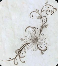 a drawing of a flower with swirls and dots