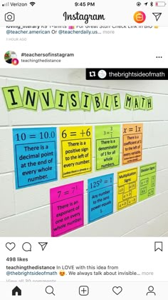 the instagram page on instagram com shows an image of several different types of math