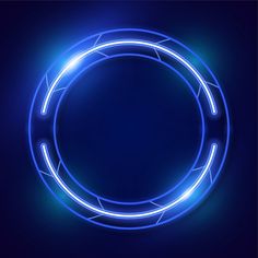 a blue neon circle on a dark background