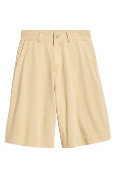 Relaxed and very roomy, these shorts cut from soft cotton twill hit well below the knee and slouch like they're your most comfortable old favorites. Exclusive retailer 13 1/2" inseam; 32" leg opening; 15" front rise; 19" back rise (size 32) Zip fly with button closure Front slant pockets; back patch pockets 100% cotton Machine wash, tumble dry Imported Cotton Knee-length Bermuda Shorts For Spring, Knee-length Cotton Bermuda Shorts For Spring, Beige Wide Leg Cotton Shorts, Wide Leg Beige Cotton Shorts, Knee-length Cotton Shorts For Spring, Cotton Bermuda Shorts With Built-in Shorts And Wide Leg, Casual Beige Cotton Bermuda Shorts, Relaxed Fit High-waisted Cotton Bermuda Shorts, High-waisted Cotton Bermuda Shorts