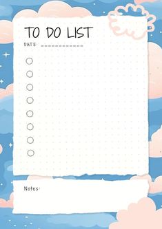 a to do list with clouds in the background