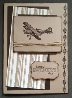 a father's day card with an airplane on the front, and a tag that says happy father's day