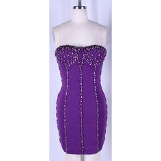 Brand New Strapless Sweetheart Neckline Bra Wire Zipper Back Rhinestones Mini Fitted Strapless Mini Dress With Rhinestones, Strapless Fitted Mini Dress With Rhinestones, Fitted Purple Embellished Mini Dress, Purple Embellished Fitted Mini Dress, Rhinestone Mini Dress, Strapless Sweetheart Neckline, Sweetheart Neckline, Color Purple, Colorful Dresses