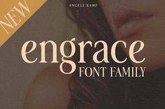 an image of a woman's face with the words, engage font family