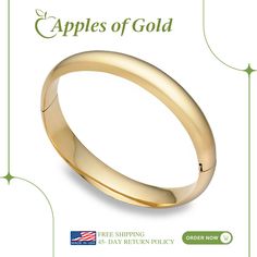 14K GOLD HINGED PLAIN BANGLE BRACELET (7/16") Hinged Bangle, Simple Elegance, Heart Bracelet, To Shine, Hinges, Everyday Wear, Bangles