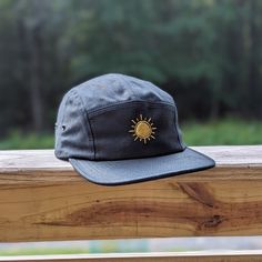 🌲🌲 5% of profits donated to preservation 🌲🌲  Gear up for your next adventure with our sun 5 panel hat, the ultimate camp hat! Crafted from 100% cotton, this hat's flat bill keeps you cool and shaded as you conquer trails, lounge by the campfire, or explore the great outdoors. Your new adventure-ready essential! This hat has a vintage gold embroidered sun on the front. Embroidery is custom designed by the shop owner, Alyssa, stitched on front. - 100% cotton - 5 Panel, Camp Hat - Head circumfe 5 Panel Hats, Summer Outdoor 5-panel Hat, Summer Camping Hat, Six-panel, Functional Six-panel Camping Hat, Summer Camping Snapback Hat, 5-panel, Camper Hat, Windproof 5-panel Camping Hat, Camp Hat, Embroidered Sun