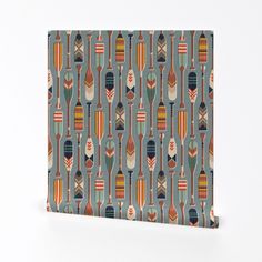 an orange and blue pattern on a canvas