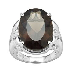 Rhodium plating provides a lasting shine. Details:  7/8-in. width Rhodium-plated sterling silver  Size: 6. Color: Brown. Gender: female. Age Group: adult. Dolphin Jewelry, Harry Potter Jewelry, Smoky Quartz Ring, Right Hand Rings, Couple Jewelry, Christian Jewelry, Engraved Necklace, Quartz Ring, Silver Pendant Necklace