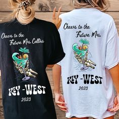 "Get ready to turn heads and paint Key West pink with our vibrant Key West Bachelorette Party Shirts! Whether you're lounging on the stunning beaches, exploring the lively Duval Street, or enjoying unforgettable adventures on the water, our shirts are the perfect companion for your bachelorette party in this tropical paradise. So grab your sunglasses, slip into your Key West Bachelorette Party Shirts, and get ready to create memories that will last a lifetime. It's time to let loose, embrace the island spirit, and have the ultimate Key West bachelorette party experience! 💙How To Order?🧡 𝟏. Choose your shirt Size, 𝟐. Choose your shirt Color, 𝟑. Select the quantity, 𝟒. Click Add To Court. For multiple items go back to the listing and repeat the steps. If you have any difficulties, send Key West Florida Bachelorette Party, Bachelorette In Key West, Key West Bachelorette Party Shirts, Key West Bachelorette Party, Key West Bachelorette, Palm Springs Bachelorette Shirts, Florida Bachelorette, Bachelorette Shirts Beach, Skeleton Drinking