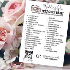 a wedding checklist with pink roses on it