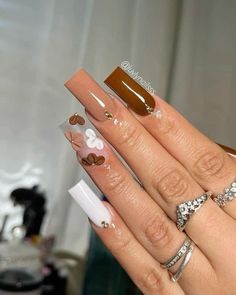 Easy Fall Nail Designs, Acrylic Nails Nude, Halloween Acrylic Nails, Long Acrylic Nails Coffin, Acrylic Nails Coffin Pink