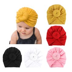 four different styles of turbans for babies