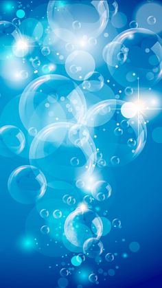 soap bubbles floating in the air against a blue background with stars and sparkles illustration