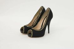 Fendi Made In Italy NWOB Fendi Logo Brand Stitched Peep-Toe Pumps With Gold Chain Appliqués 36.5/6.5US Size 36.5/ 6.5US Details 100% Leather . Women's Stylish Leather Pumps With Logo Brand Stitching On Knit Fabirc . Rounded, Peep- Toe  . Slip-On/Off Style . Stiletto Heel . Shiny, Gold Chain Appliqués . Inner Logo Brand Stamping Signature On Insole . Logo Brand Stamped Engraving On Bottom Soles . Rich Black Color (Note: A Light Press/Scuff Mark On Back Left Shoe, Hardly Noticeable-Please Refer To Elegant Heels With Gold Chain For Evening, Elegant Gold Chain Heels For Evening, Elegant Formal Heels With Gold Chain, Fendi Logo, Leather Pumps, Stiletto Heel, Stylish Women, Logo Branding, Gold Chain