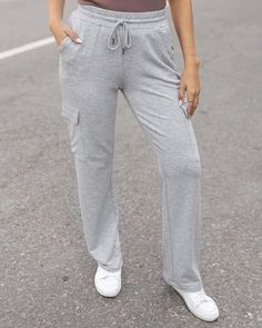 straight leg sweatpants Gray Comfortable Activewear With Pockets, Gray Stretch Sweatpants With Side Pockets, Gray Stretch Sweatpants For Leisure, Stretch Gray Sweatpants For Leisure, Gray Stretch Pants For Leisure, Gray Athleisure Pants With Pockets, Gray Leisure Joggers, Gray Stretch Cargo Pants With Side Pockets, Sporty Gray Full-length Cargo Pants