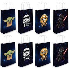 star wars party bags with different characters on them