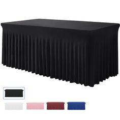 a black table cloth with different colors