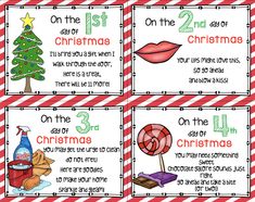 four christmas cards with the words on them