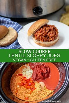 slow cooker lentil sloppy joes recipe with vegan and gluten free