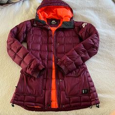 Gently Used. Nike Puffer Jacket, Orange And Purple, Nike Jacket, Nike Women, Puffer, Jackets & Coats, Jackets For Women, Nike, Purple