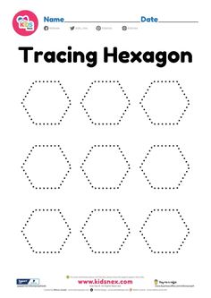 a printable hexagon worksheet for children to learn how to write and draw