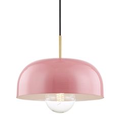 Mitzi - H199701L-AGB/PK - One Light Pendant - Avery - Aged Brass/Pink Pink Pendant Light, Pink Pendant, Corbett Lighting, Single Pendant Lighting, Linear Lighting, Higher Design, Hudson Valley Lighting, Brass Pendant, Metal Pendant