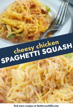 this cheesy chicken spaghetti squash is an easy and delicious dinner