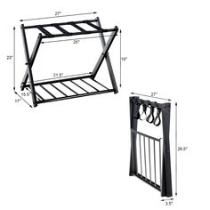 the rack for scissors is shown with measurements