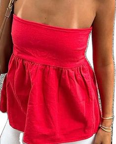 Summer Tube Top, Ruffle Tube Top, Bandeau Tops, Middle Age Fashion, Tube Tops, A Line Shorts, Strapless Tops, Club Party, Casual Tops For Women