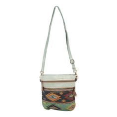 Trendy Aztec prints and Mixed Fabrics Crossbody Shoulder Bag/Purse by Clea RayCanvas Bag with Genuine Leather Trim and Adjustable Strap. Plenty of space to safeguard all you essentials. Two zippered pockets on front, one pocket on back, one inner zippered pocket. Re-purposed Military Tent Canvas, Blue and White Striped Lining.Dimensions: 9.5" x 1.7" x 9.75"Clea Ray bags are designed and hand crafted using re-purposed canvas and military tents. Made with Recycled Materials. repurposed, reclaimed, Multicolor Bags With Zipper Pocket For Trips, Multicolor Bags With Zipper Closure For Trip, Multicolor Shoulder Bag With Zipper For Travel, Multicolor Trip Bag With Pockets, Multicolor Travel Bag With Pockets, Multicolor Shoulder Bag With Zipper Pocket For On-the-go, Multicolor Shoulder Bag With Zipper Pouch, Multicolor Everyday Shoulder Bag With Zipper Pouch, Aztec Prints