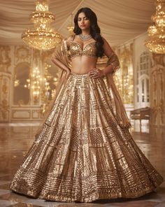 Crystal Lehenga, Seema Gujral, Sweetheart Bridal, Crazy Dresses, Gold Lehenga, India Clothes, Organza Shirt, Organza Blouse, Net Lehenga