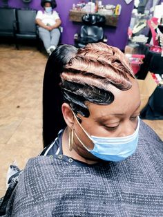 Finger Waves Finger Waves With Ponytail, Finger Waves Ponytail, Finger Wave Ponytail, 90s Updo, Gala Hair, Wave Ponytail, Bday Hair, Curly And Straight Hair