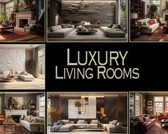 luxury living rooms are shown in this collage