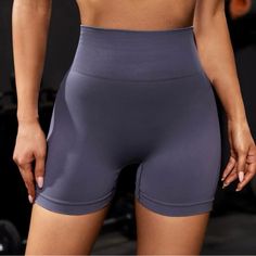 -Stretchy -Scrunch -Size Small -New, Never Worn Gray Stretch Athletic Shorts For Athleisure, Gray Stretch Athleisure Shorts, Gray Stretch Yoga Shorts, Gray Stretch Athletic Shorts For Yoga, Gray Stretch Athletic Shorts For Workout, Gray Stretch Athletic Shorts, Gray Stretch Biker Shorts For Gym, Stretch Gray Shorts For Training, Gray Stretch Biker Shorts For Training