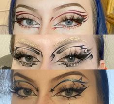 Eyeliner Grafico, Goth Eye Makeup, Artsy Makeup, New Makeup Ideas, Makeup Drawing, Indie Makeup, Korean Eye Makeup