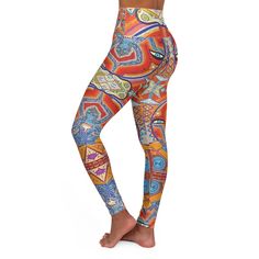 Artistic Stretch Multicolor Bottoms, Artistic Multicolor Stretch Bottoms, Fun Multicolor Fitted Leggings, Mandala Leggings, Boho Leggings, Artistic Leggings, Athleisure Wardrobe, Stretch Multicolor Printed Leggings, High Waisted Yoga Leggings