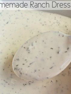 the best homemade ranch dressing in a white bowl with a spoon