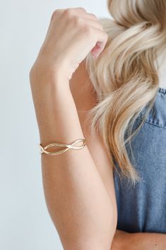 Fate will always be on your side when you've got the Hannah Gold Cuff Bracelet! This chic gold bracelet has a classic cuff design. Wear it on its own or stacked with other bracelets to instantly upgrade your look! Gold Plated Cuff One Size | Diameter 2.5” Gold Minimalist Cuff Bracelet For Friendship, Trendy Cuff Bracelet For Friendship, Trendy Cuff Bangle For Friendship, Trendy Cuff Bangle Bracelet For Friendship, Trendy Friendship Bangle Cuff Bracelet, Adjustable Gold Cuff Bracelet For Friendship, Elegant Jubilee Cuff Bracelet For Friendship, Gold Bangle Cuff Bracelet For Friendship, Bracelet Trendy