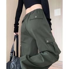 Womens Retro High Waisted Army Green Wide Leg Cargo Pants  Material: Cotton  Size: S, M, L, Color: AArmy Green Pants Type: Wide Leg Pants, Cargo Pants Style Type: Street Trendy  Season: Spring, Fall, Winter,   Occasion: Leisure, Outdoor, Daily, Vacation, Fall Outfits High-waist Sweatpants With Pockets, High Waist Harem Pants With Side Pockets, Non-stretch Ankle-length Cargo Pants With Side Pockets, Green Wide Leg Sweatpants With Cargo Pockets, Green Wide Leg Sweatpants With Pockets, Green Wide-leg Sweatpants With Cargo Pockets, Green Wide-leg Sweatpants With Pockets, Non-stretch Green Cargo Pants, Khaki Cargo Bottoms Ankle-length